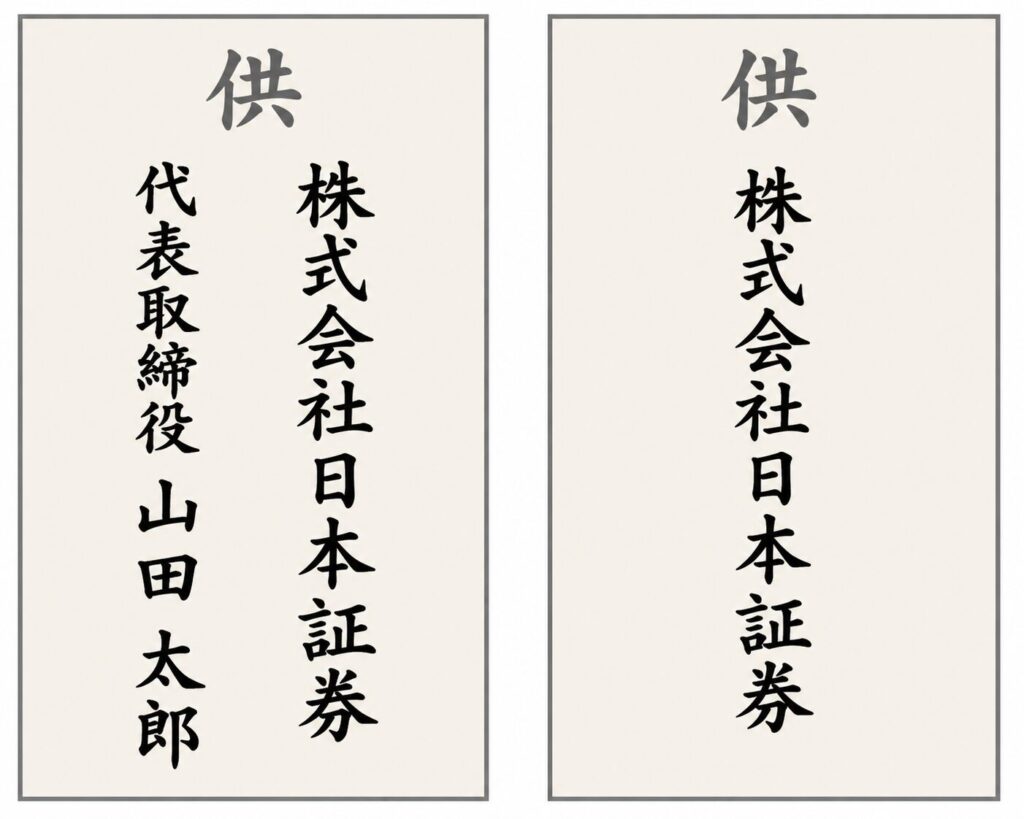 お悔やみ胡蝶蘭の立札書き方|供花の木札レイアウト2パターン