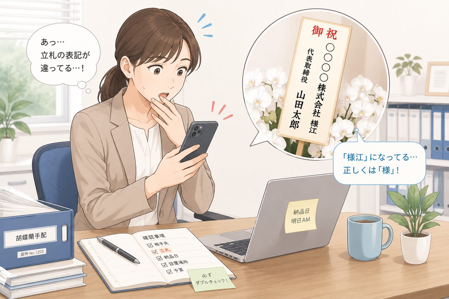 贈答トラブルを発見する担当者のイラスト