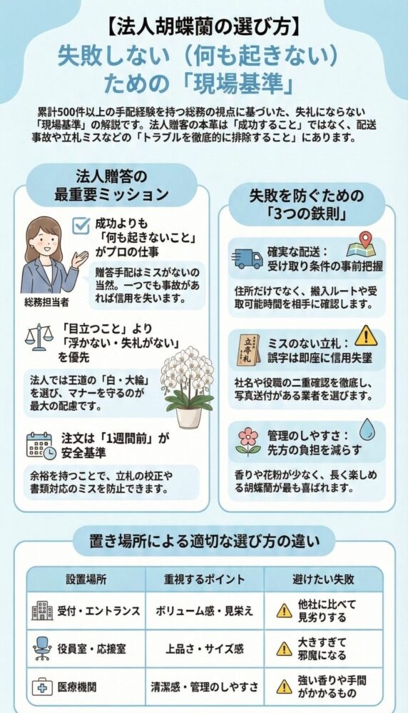 法人胡蝶蘭の選び方ガイド|失敗しない現場基準