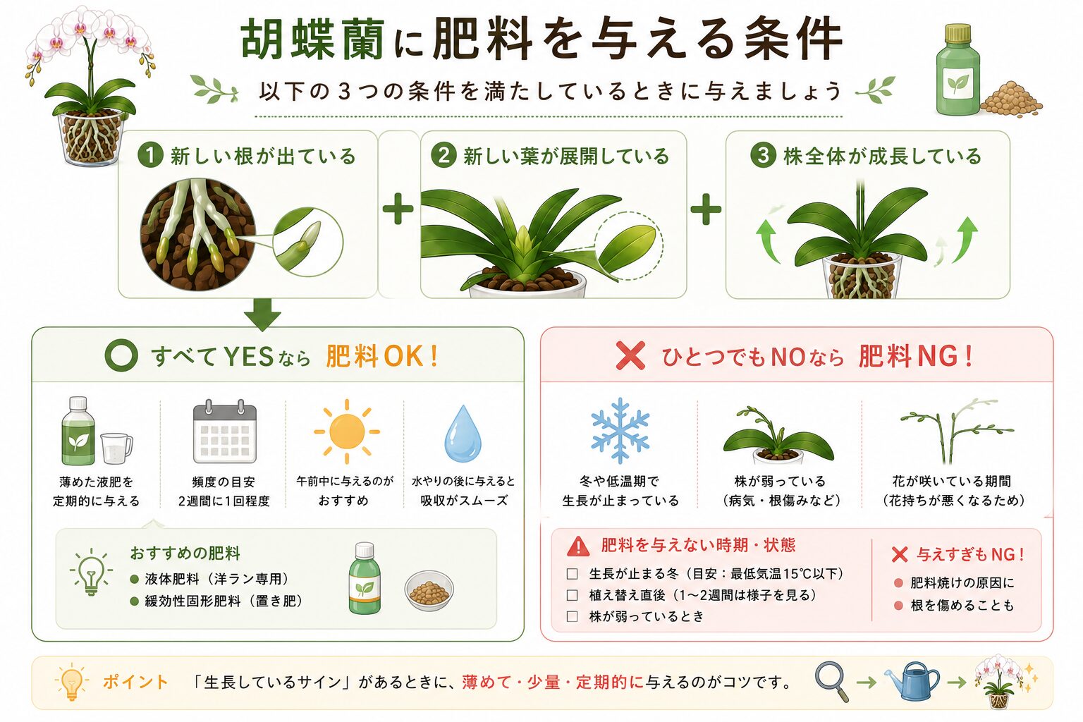 胡蝶蘭の施肥判断基準図