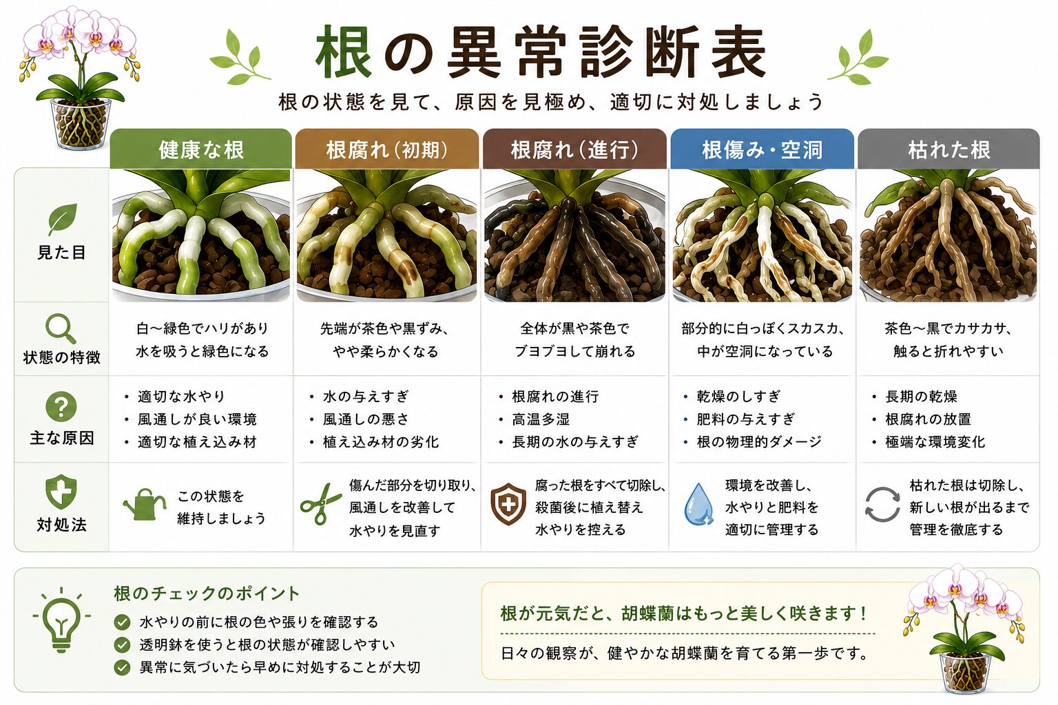 根腐れや根傷みの診断図