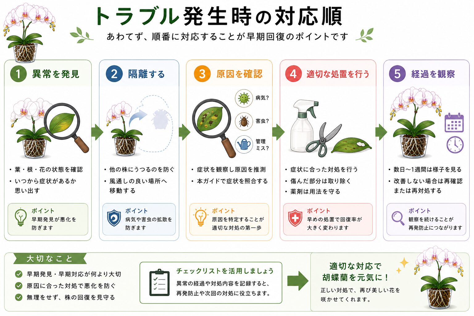 胡蝶蘭トラブル対応フロー
