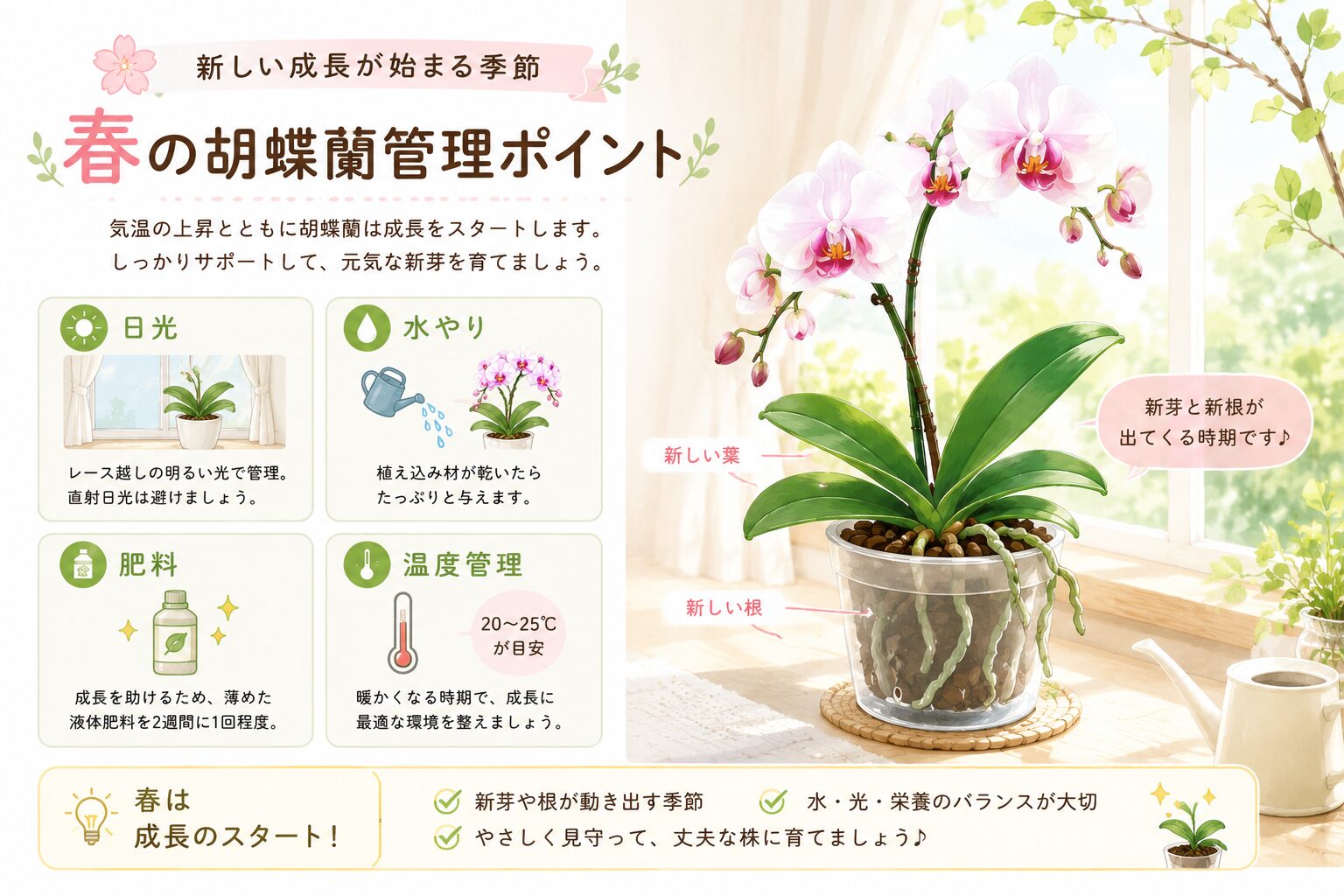 成長を始める胡蝶蘭のイラスト