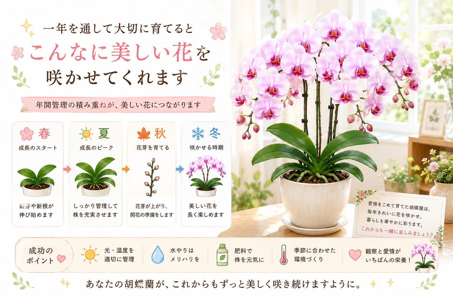年間管理成功後の胡蝶蘭イラスト