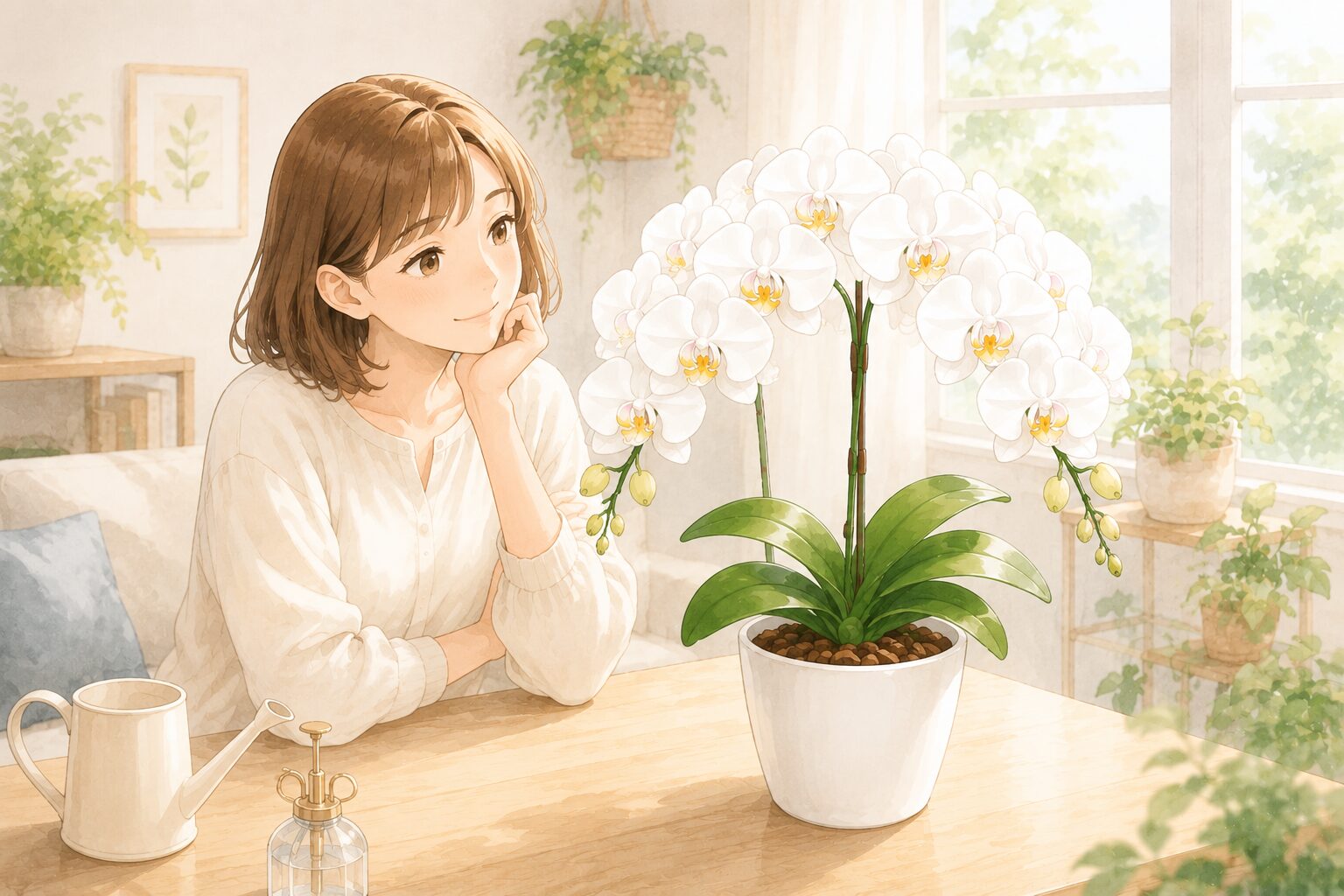 正しい管理で健康に育った胡蝶蘭のイラスト