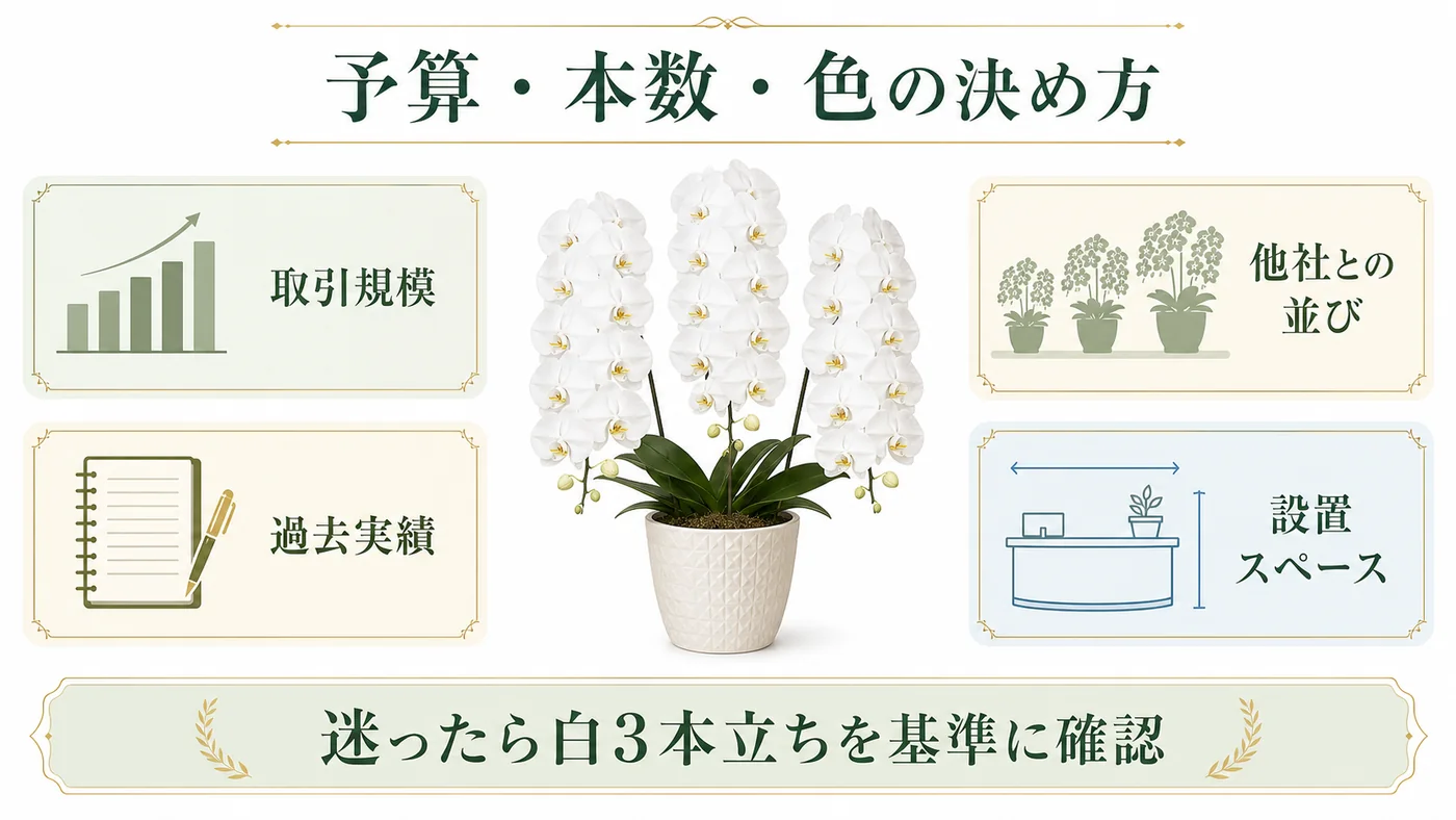 取引規模・過去実績・他社との並び・設置スペースから白3本立ちを基準に確認する図解