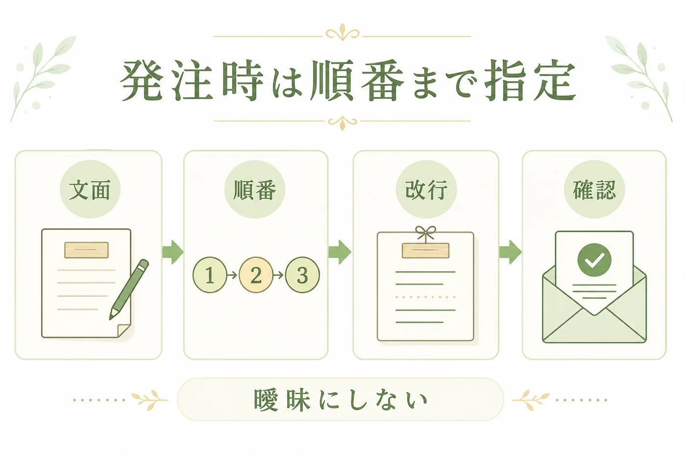 法人胡蝶蘭の連名立札を発注するときに文面・順番・改行・確認を指定する図解